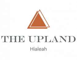 The Upland Logo with overlapping triangles above the text "The Upland Hialeah.